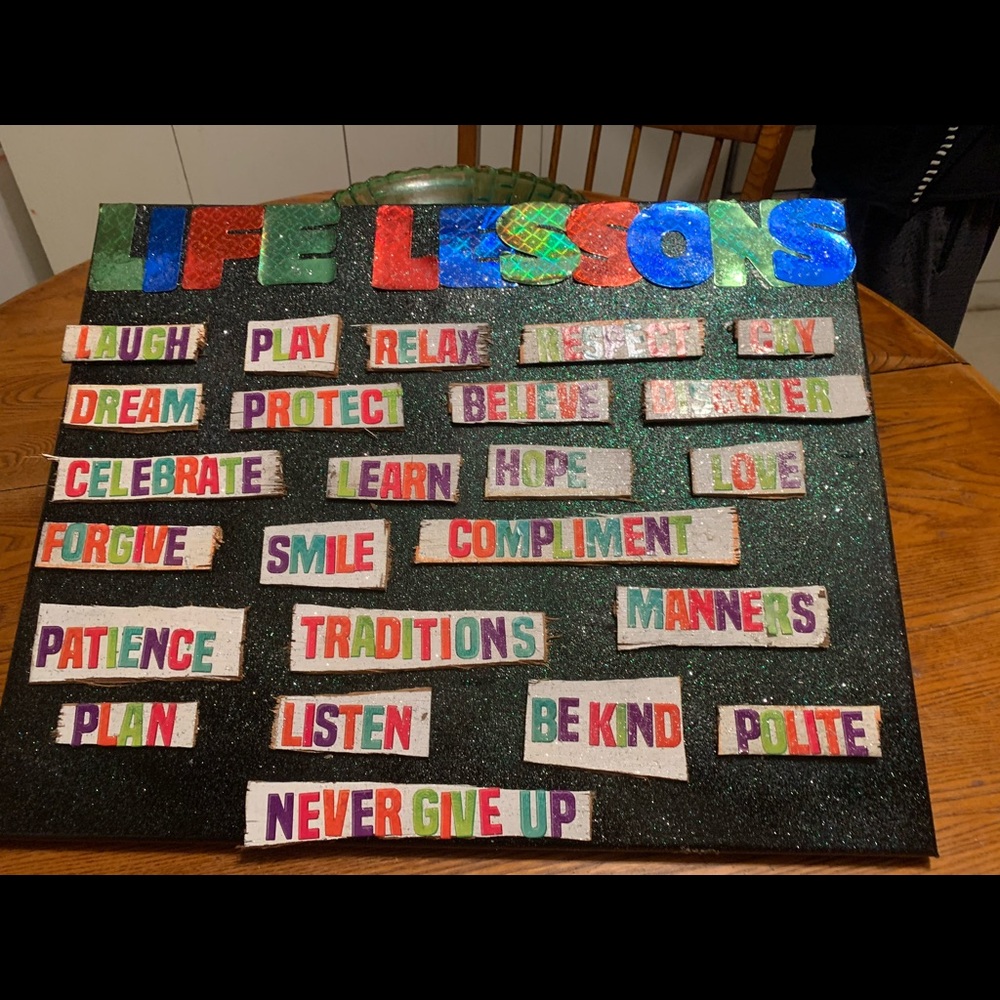 Wall sign  ‘LIFE LESSONS’ handmade